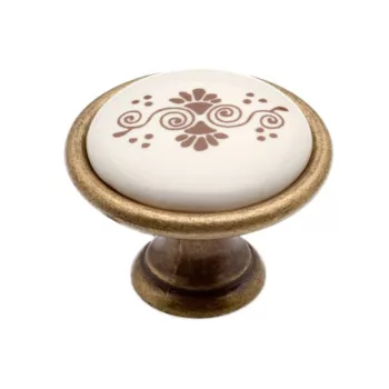   Fogantyú P07.01.B1.D1G Antik Firenze-Barna Motívum Fém/Porcelán