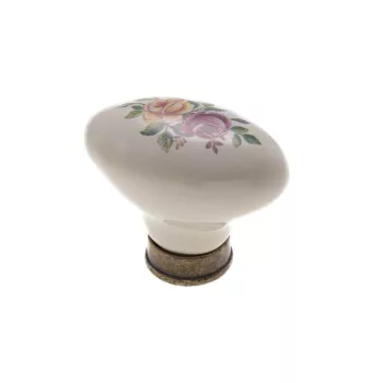   Fogantyú gomb P01.01.01.04 41,5x33,5 Antikolt Bronz-Színes Virág