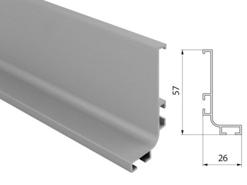 Alumínium profilok GOLA Profil alsó szekrény felső 4200x57x26mm alumínium