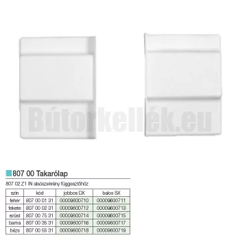   Szekrény függesztő CAMAR 807 alsószekrény függ.-höz jobbos takaró Fehér műa.