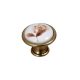 Fogantyú E053-33 Antikolt Bronz-Barna Virág Fém-Porcelán