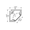 Zobal LED Profil sarok 45° 3500mm takaróbúra nélkül