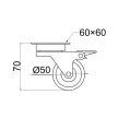 Bútorgörgő 50mm Talpas Fékes 111/NGF.050P 50kg króm-fekete