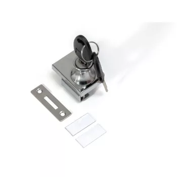   Bútorzár HB LOCKS HB-10 Üvegajtózár, fúrás nélküli, dupla Nikkel