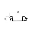 Redőny 1122 Fogantyúprofil 25x8mm 2,6m Ezüst