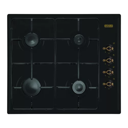 EVIDO RUSTIC-H 60A gáz főzőlap, 60 cm, 4 égő, zománcozott edénytartó, antracit/bronz
