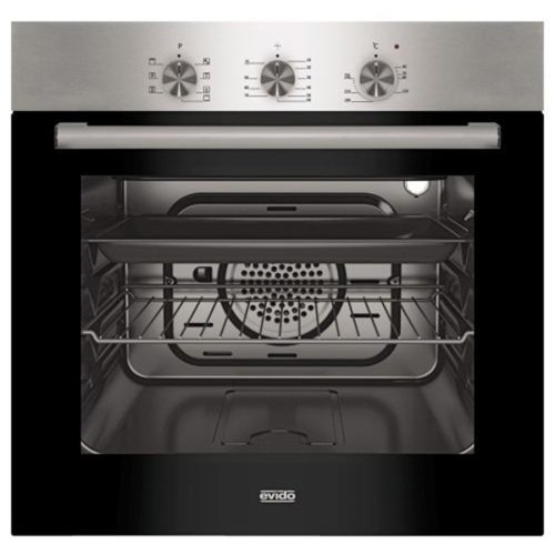 EVIDO PRIMO 63X beépíthető sütő, légkeveréses, 56 l, 3 vezérlőgomb, inox/fekete üveg
