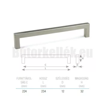 Bútorfogantyú MARINA Nemesacél 224mm