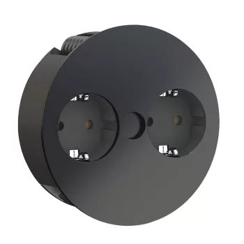   Konnektor Munkalapba süllyeszthető TWIST Matt Fekete 2x 230V