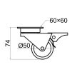 Bútorgörgő 50mm Talpas Fékes 031/N.050N 60kg Fekete