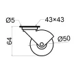 Bútorgörgő 50mm Talpas 141.050N 45kg Fekete