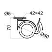 Bútorgörgő 50mm Talpas Fékes 311/MF.050 35kg Fekete-Szürke