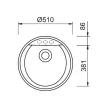 GRAWA PT2-5110T SÖTÉT HOMOK gránit mosogató ÁTM: 510mm