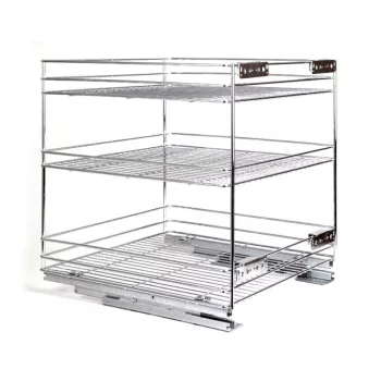   BELSŐ FÉMRÁCS 24273.500 FENÉKLAPRA SZERELHETŐ 3 RÉSZES KIHÚZHATÓ POLC 445x510x475mm KRÓM