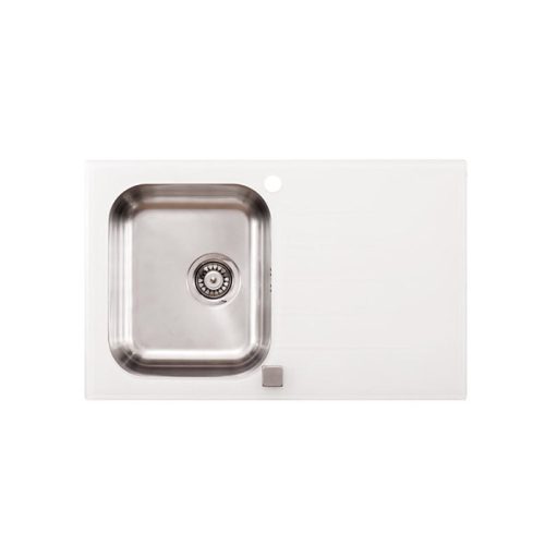 Onyx Üveg-inox mosogató fehér 800x500/180mm 137892