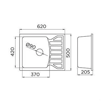 Quadro M XGranit Bézs mosogató 620x500/190mm 144120