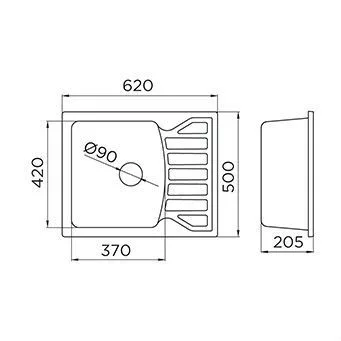Quadro M XGranit Bézs mosogató 620x500/190mm 144120