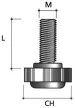 Szintezőcsavar talp:22x10mm,  szár: M8x30mm