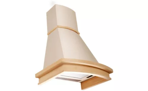 EVIDO DAPHNE 60C fali páraelszívó, kürtős rusztikus, 60 cm, bézs/kezeletlen fa keret