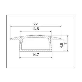   Led profil opál búrával 22/14,5x6x2000mm Süllyesztett Alumínium