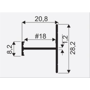 Sevroll - H-Profil H08/18 Ezüst Slimline 3fm
