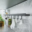 Konyhai fémrács HORIZON falipolc 3db akasztóval 900x30x60mm Fekete