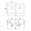 EVIDO Quadro 9 gránit mosogató 860x510 Antracit 2 medence