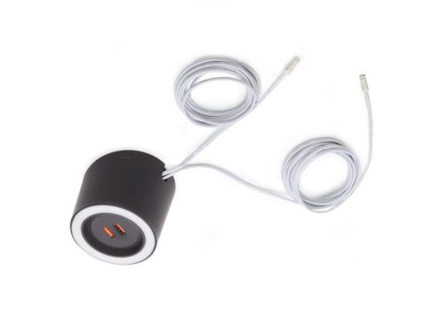 LED VILÁGÍTÁS UNIKA 4.5W 2700-4000K 24V DC D=75mm DUPLA USB PORTTAL (MAX. 24.5W) FEKETE