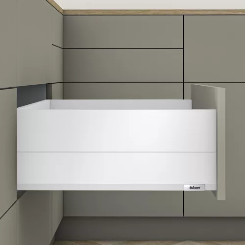 MerivoBox 36" E magasságú BOXCAP fém oldallal 500mm-es Selyemfehér 40kg