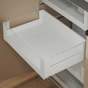   MerivoBox 44" E magasságú BOXCOVER Belső fiók, magas üveg előlappal 500mm-es Selyemfehér 40kg