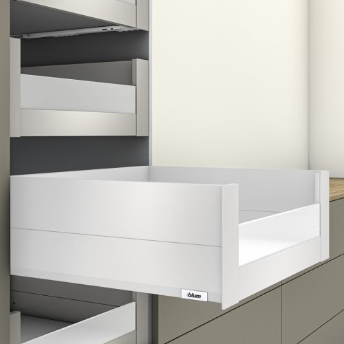 MerivoBox 44" E magasságú BOXCAP Belső fiók, alacsony üveg előlappal 500mm-es Selyemfehér 40kg