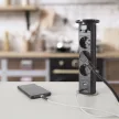 Munkalapba süllyeszthető Motoros elosztó 3-as 1,5m + 2USB Fekete