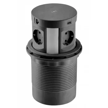   Beépíthető elosztó Comfort Plus 2xUSB 4x230V 2xRJ45 NFC 145mm Fekete Lift GTV