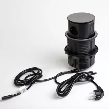   Rejtett elosztó konnektor MODULBOX IVH 2x230v - 2xUSB - 1xHDMI - VN. Töltő Fekete IP20