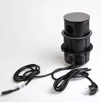   Rejtett elosztó konnektor MODULBOX IVH 2x230v - 2xUSB - 1xHDMI Fekete IP20