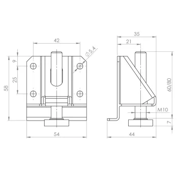   Szintezőláb AS001 60mm M10 állítható talppal 200kg teherbírás