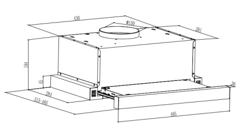 EVIDO SLIMBOX 50X teleszkópos páraelszívó, 50 cm, inox