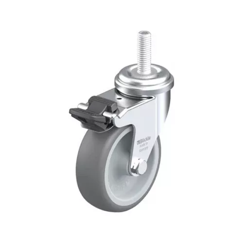 Blickle görgő menetes M10 - LRA-TPA 75G-FI-GS10 gumi/polipropilén stop-fix fékkel, 75kg