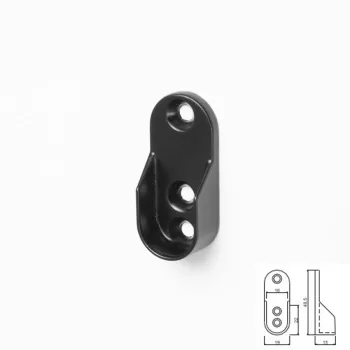Fém vállfatartó rúdhoz ovál alakú tartó L:44mm FEKETE
