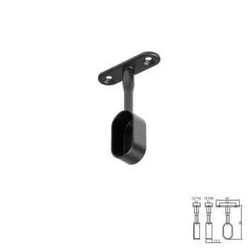   Fém vállfatartó rúdhoz ovál alakú függesztett zárt tartó FEKETE