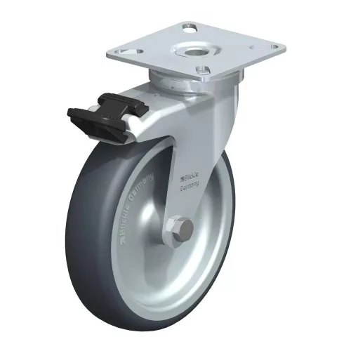 Blickle görgő forgóvillás LPA-TPA 100G-FI gumi/polipropilén stop-fix fékkel, 70kg