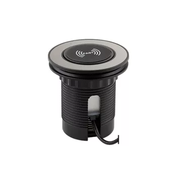   Konnektor-rejtett elosztó StrongPower PowerUp 1x USB A/C töltő + vez. nélk. Töltő 10W, Inox