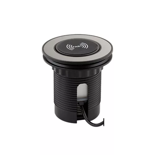 Konnektor-rejtett elosztó StrongPower PowerUp 1x USB A/C töltő + vez. nélk. Töltő 10W, Inox