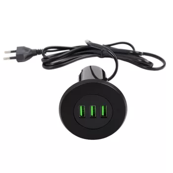   Konnektor-rejtett elosztó StrongPower USB töltő 3xUSB-A Fekete