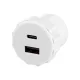 Konnektor-rejtett elosztó StrongPower USB töltő 2x USB A/C - 35mm Fehér
