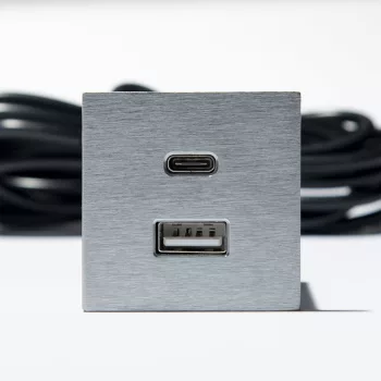   Konnektor-rejtett elosztó VersaPick 2xUSB A/C Töltő négyzet alakú Rozsdamentes acél
