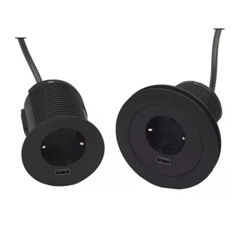   Konnektor-rejtett elosztó VersaTag 1x230V-1xUSB-A Töltő Fekete