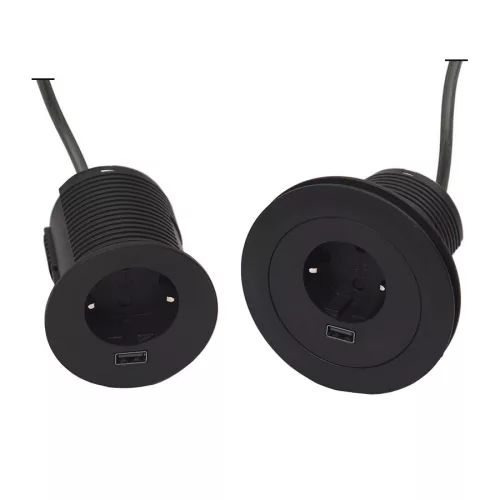 Konnektor-rejtett elosztó VersaTag 1x230V-1xUSB-A Töltő Fekete