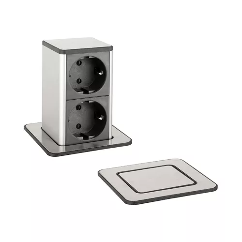 Konnektor-rejtett elosztó StrongPower PowerUp 2x230V Nemesacél