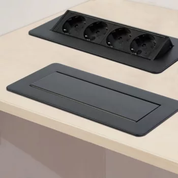   Konnektor Munkalapba süllyeszthető 4-es 1,5m FLIP-UP Fekete felbillenős